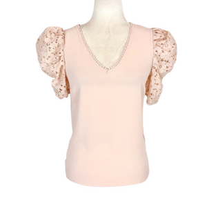 Naf Naf peach lace-sleeve top